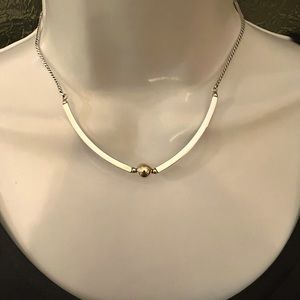 Sterling silver inverted bar necklace with gold accent